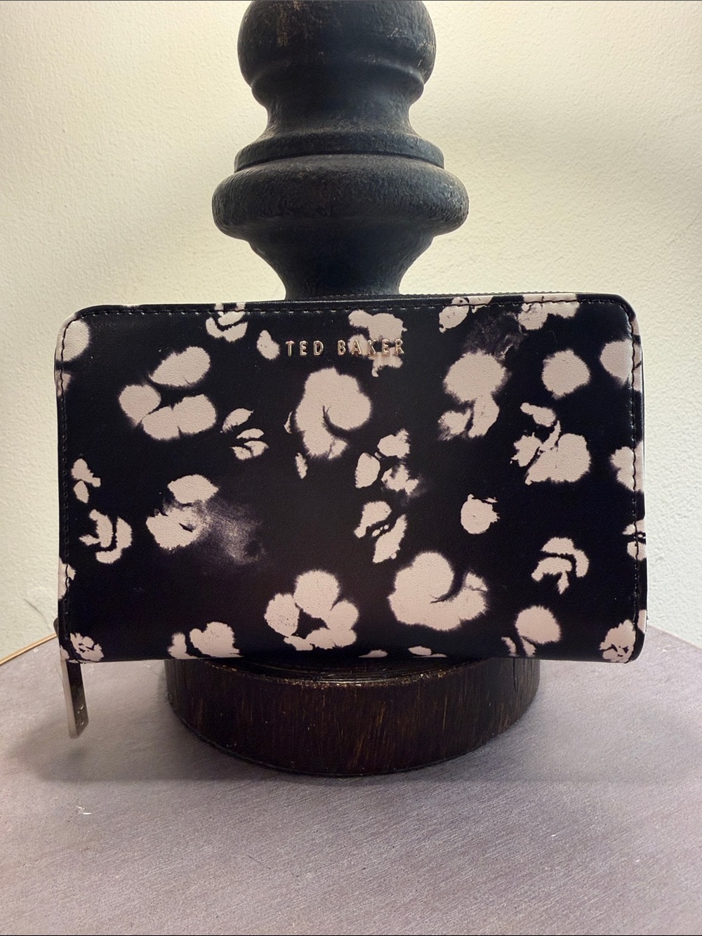 Ted Baker Black and White Floral Zip Wallet